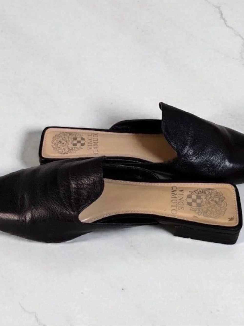 Vince Camuto Black Leather Slip-On Loafers